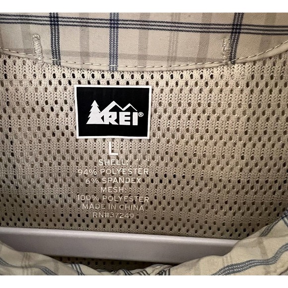 REI Long Sleeve Plaid Button Up Shirt Mens Size Large Stretch Vented Pockets - Picture 3 of 10